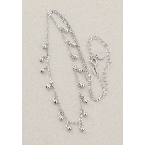 Sterling Silver Dangle Bead Station Necklace 15 1/2" to 18" - Picture 1 of 7